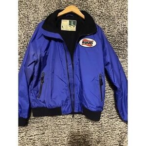 Vtg PEPSI Men size L Long Jacket Coat Wear Guard Blue Full Zip Snap Front